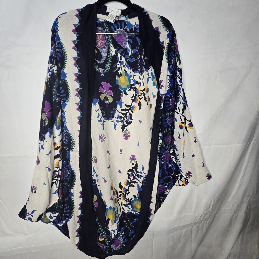 Rachel Zoe Multicolor Floral Kimono Shaw Cocoon Top Boho Flowy